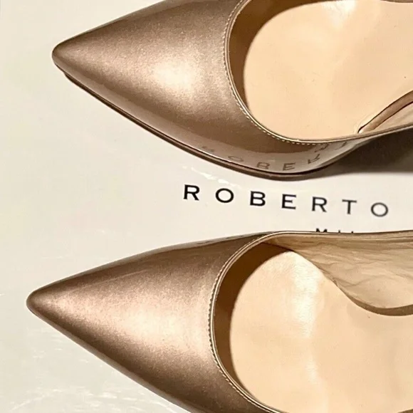 Roberto Festa Slingback Pump Heels Patent Leather Point Closed Toe Shoe 85001 37 - Picture 2 of 10
